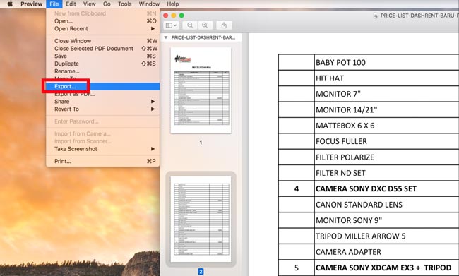 Export File PDF Menjadi Image di MacOS Preview