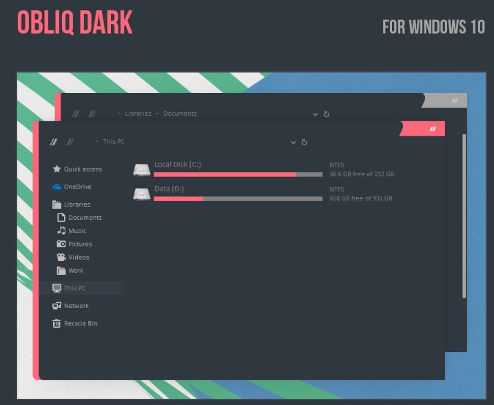 Obliq dark windows 10 theme