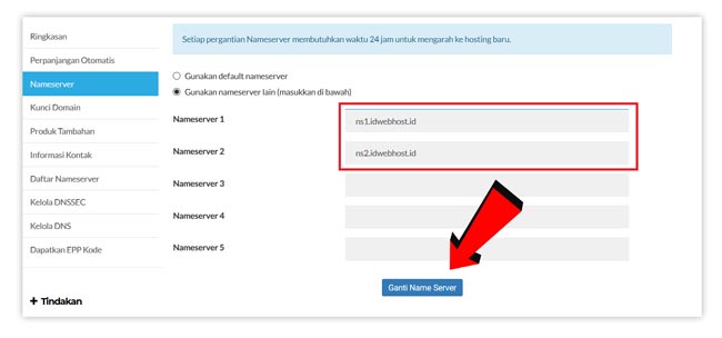 Menghubungkan Domain NameServer Hosting