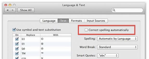 Mematikan Fitur Auto Correct Spelling MacOSX Mountain Lion