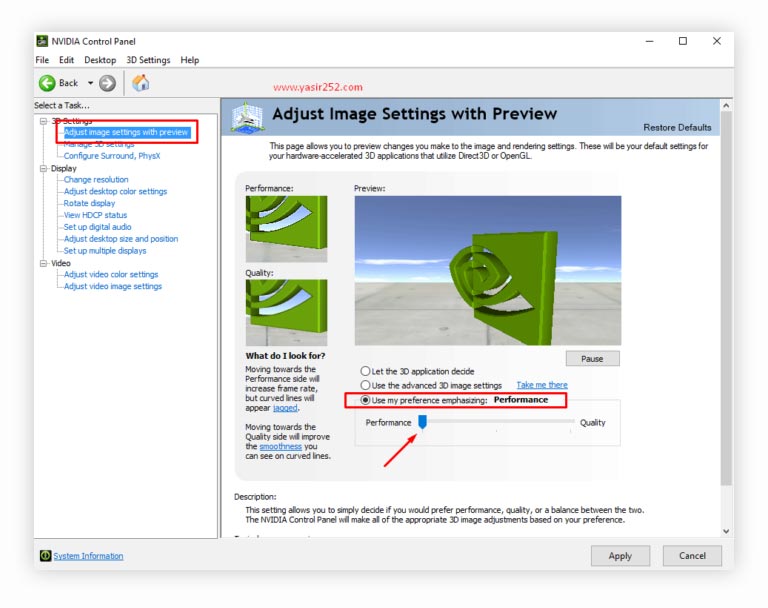 Pengaturan Nvidia Control Panel 3D Performance