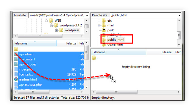 Uploading WordPress Filezilla FTP