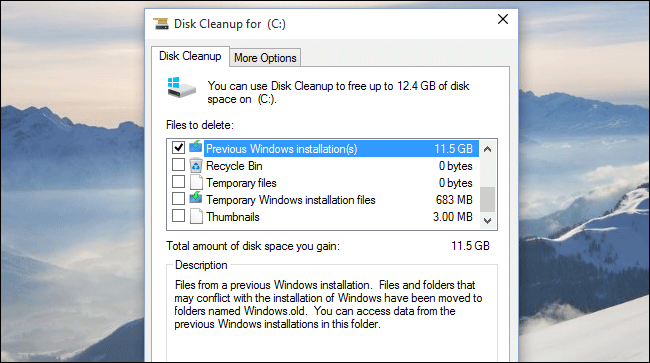 Hapus folder windows old dengan disk cleanup