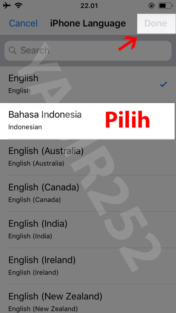 Cara mengganti bahasa di ios