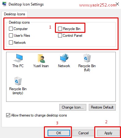 Menghilangkan Recycle Bin