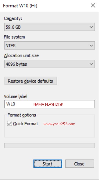 Cara Format Flashdisk di Windows [NTFS atau FAT32] | YASIR252