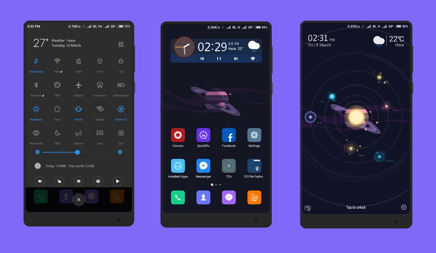 Tema xiaomi space and dark