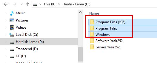 Cara menghapus folder windows dan program files di hardisk lama