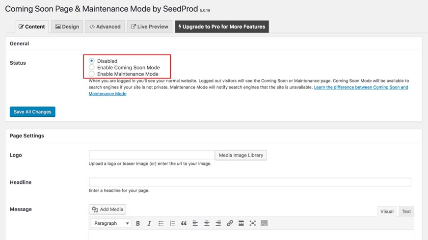 Mengaktifkan mode maintenance coming soon wordpress