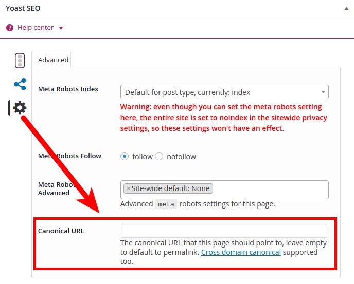 Menggunakan Canonical URL Yoast SEO website wordpress