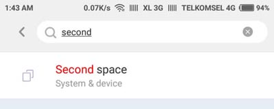 Second Space HP Xiaomi Android