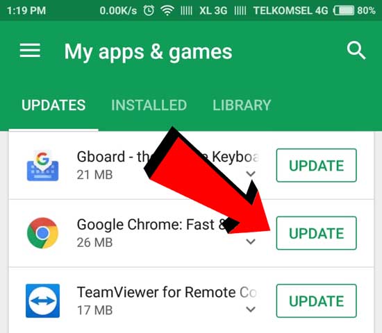 Update chrome di android
