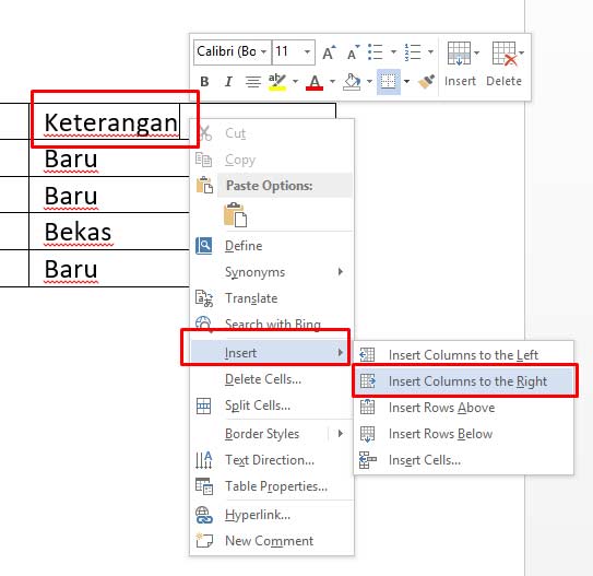 Cara membuat kolom di word