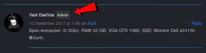 Menampilkan Tulisan Administrator di samping username komentar