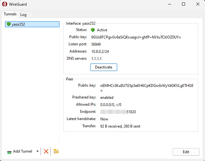 Tampilan Vpn Wireguard Client
