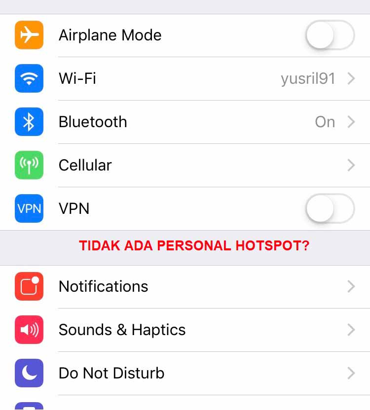 cara memperbaiki hotspot iphone hilang