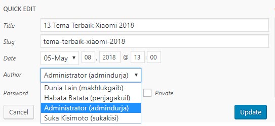 Cara Mengganti Author Post WordPress