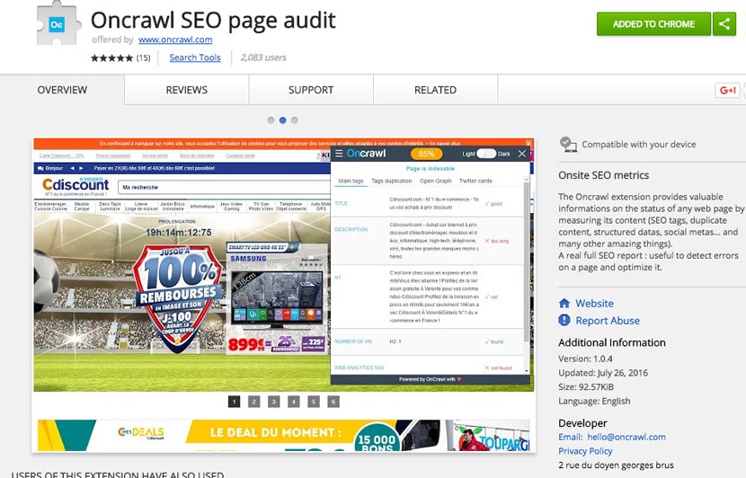 On Crawl SEO Extension