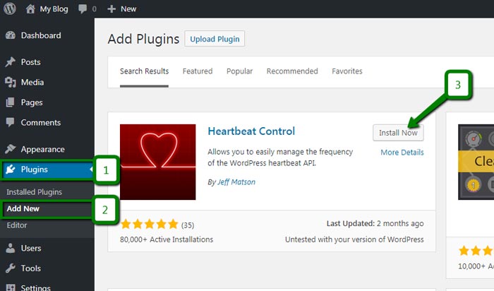 Menginstal Heartbeat Control Plugin WordPress
