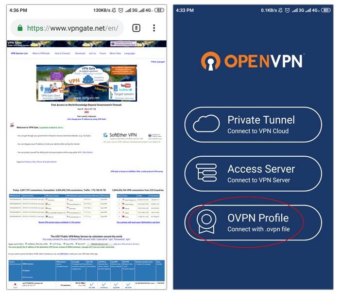 Import file OpenVPN Android