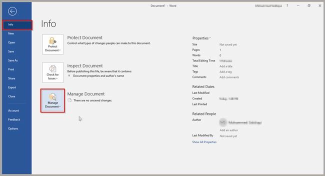 Buka Menu Info Manage Document