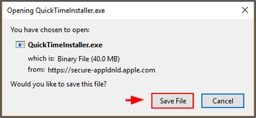 Simpan QuickTime Player Downloader Windows