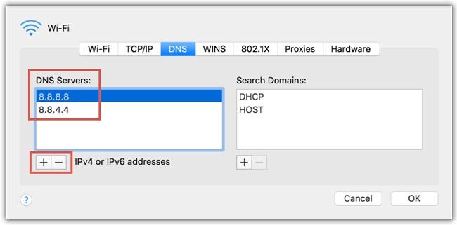 Tambahkan DNS yang diinginkan