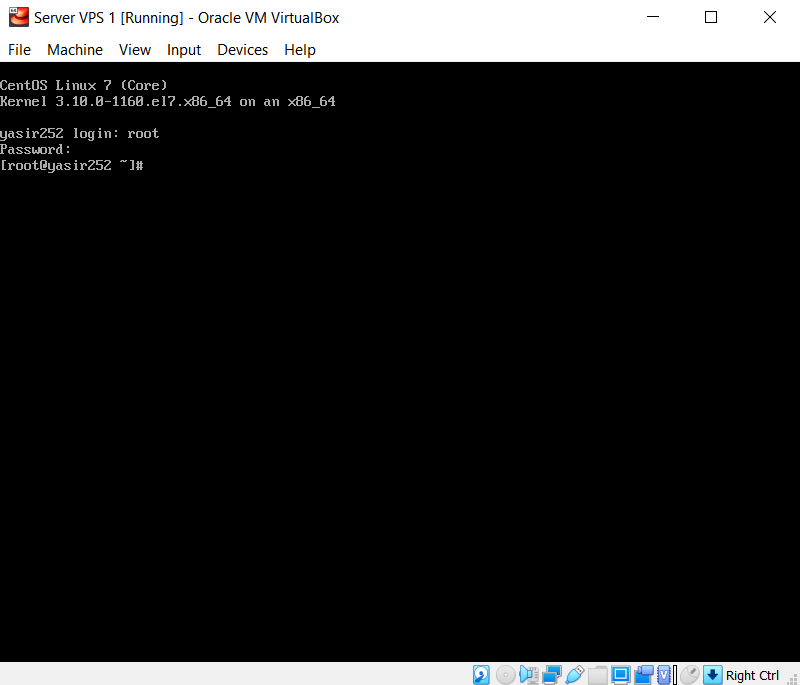 Tampilan awal centos 7 minimal installation