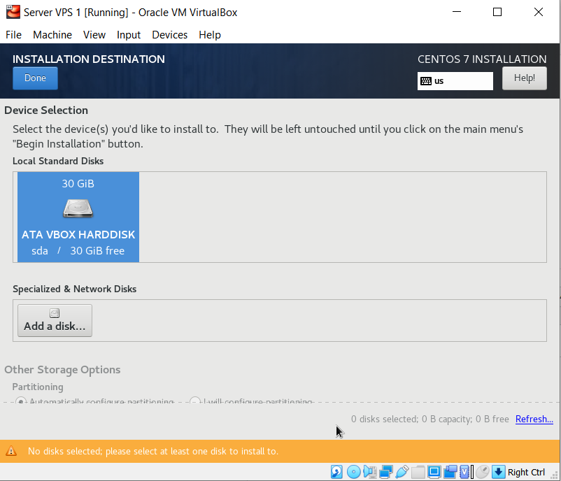 Mengatur penyimpanan default sistem boot centos 7 pada hardisk virtual