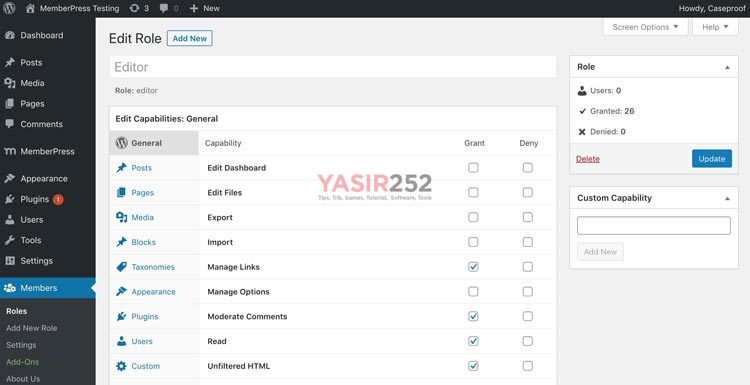 mengubah User Roles dan Permissions WordPress