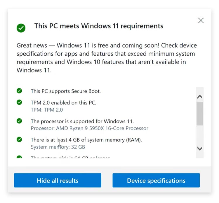 Windows 11 PC Requirements Check