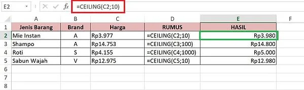 27 Rumus Penting Microsoft Excel Ceiling