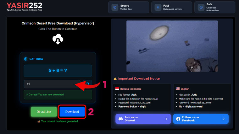 Captcha Download Page