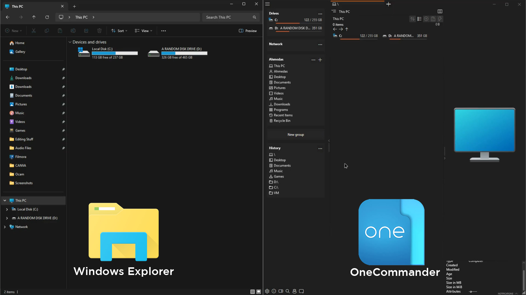OneCommander Full Crack vs Windows Explorer User Interface and features