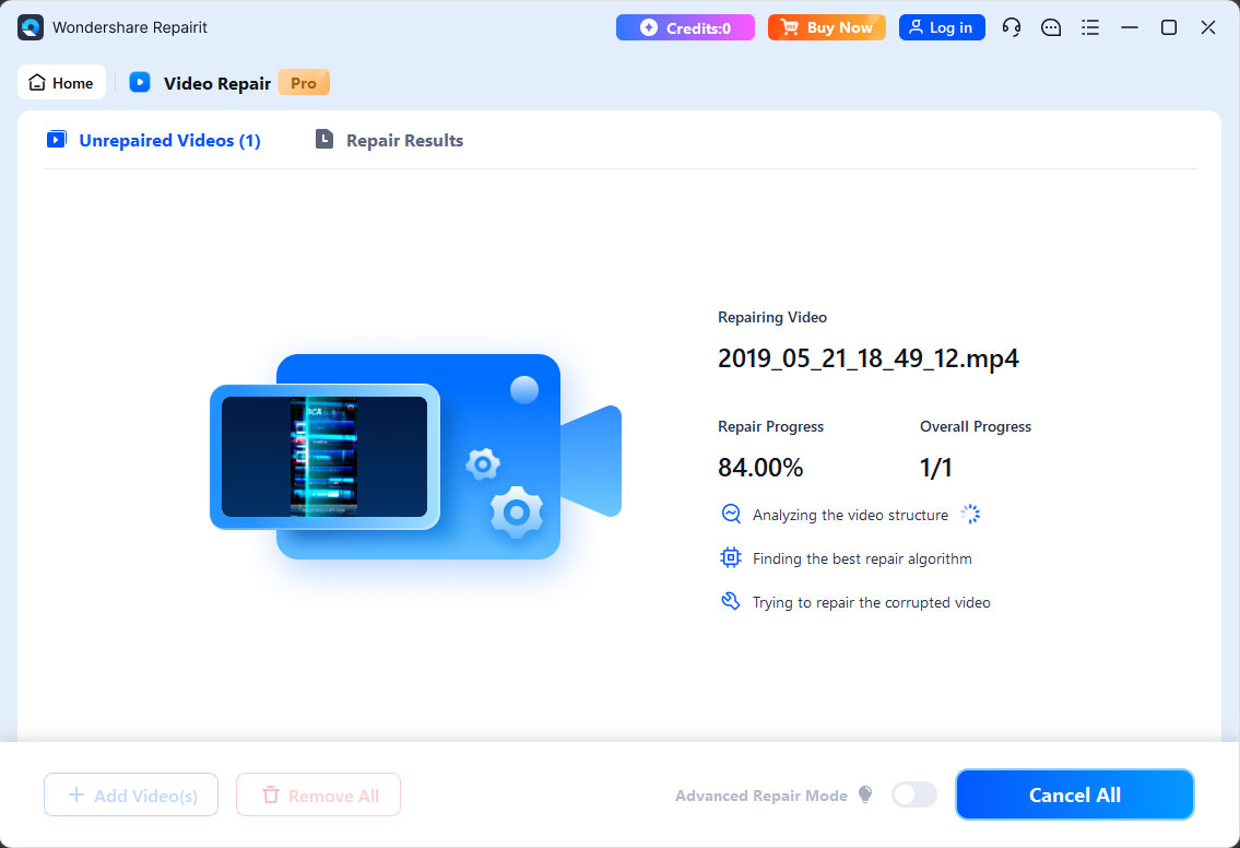 Wondershare Repairit Test Repair