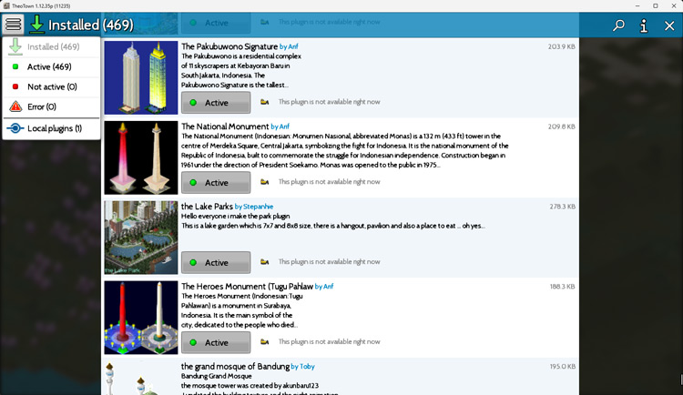 TheoTown PC plugins folder with installed mods and assets