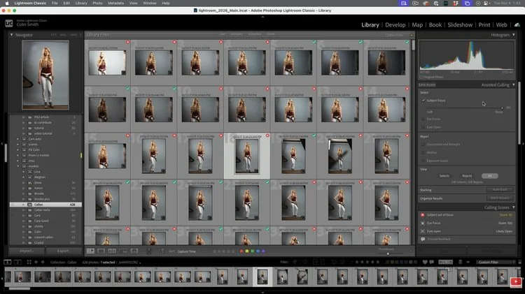 Adobe Lightroom Classic MacOS library filter interface