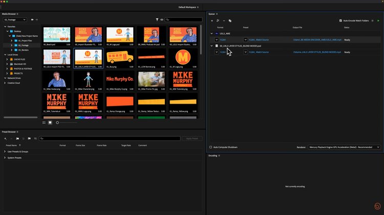 Adobe Media Encoder 2026 full version interface for professional video encoding with Apple Silicon support