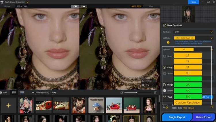 Aiarty Image Enhancer Full Version tampilan user interface
