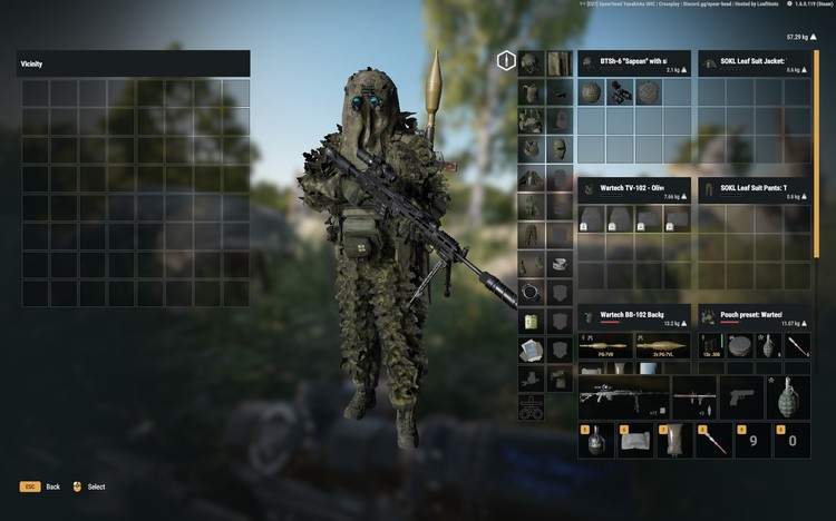 Arma Reforger Full Version tampilan UI inventori karakter