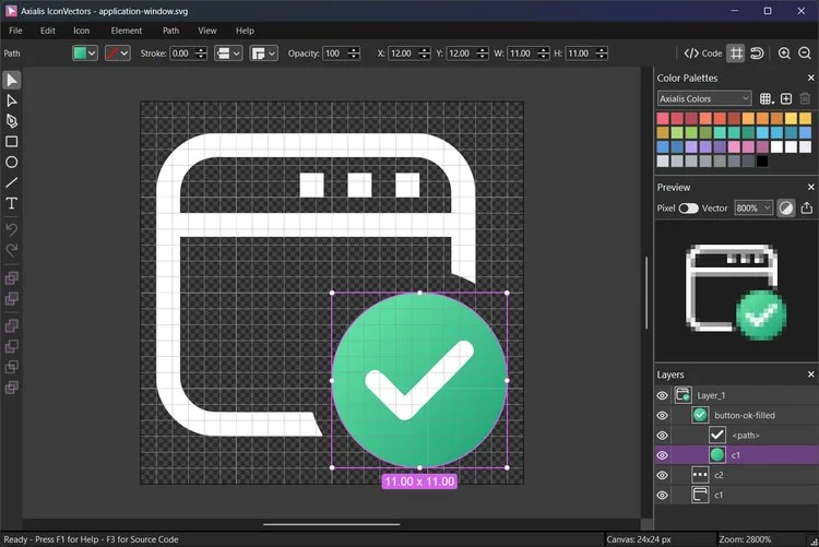 Axialis IconVectors Pro SVG icon editor user interface