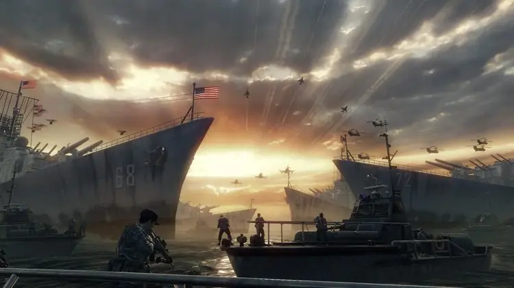 Call Of Duty Black Ops Full Version intense naval battle during a critical mission