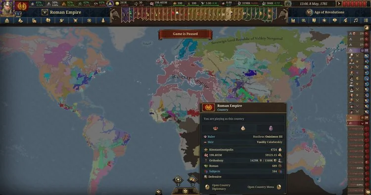 Europa Universalis V gameplay playing as Roman Empire