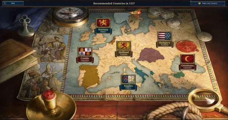 Europa Universalis V gameplay memilih countries in 1337