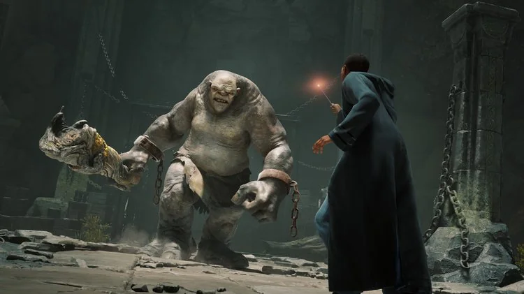 Hogwarts Legacy combat lawan troll screenshot