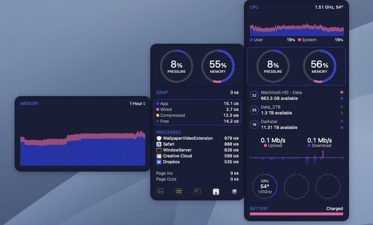 iStat Menus 7 macOS User Interface monitoring CPU RAM and temperature