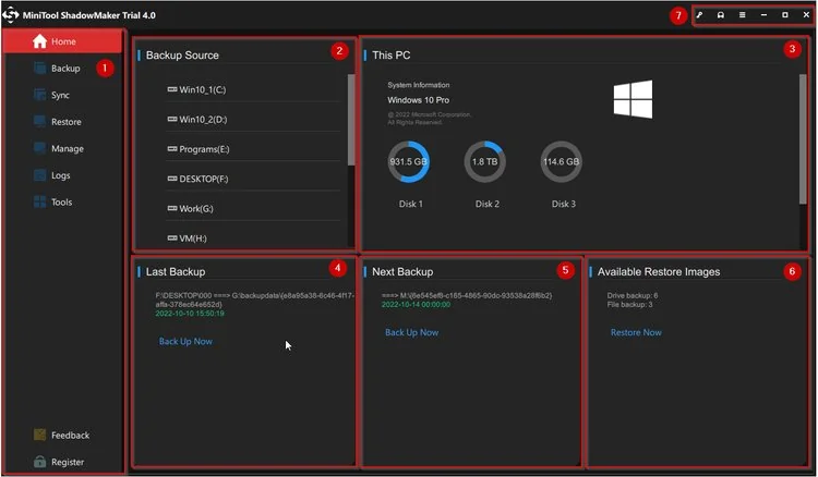 MiniTool ShadowMaker Full Version Tampilan User Interface Backup Software Windows
