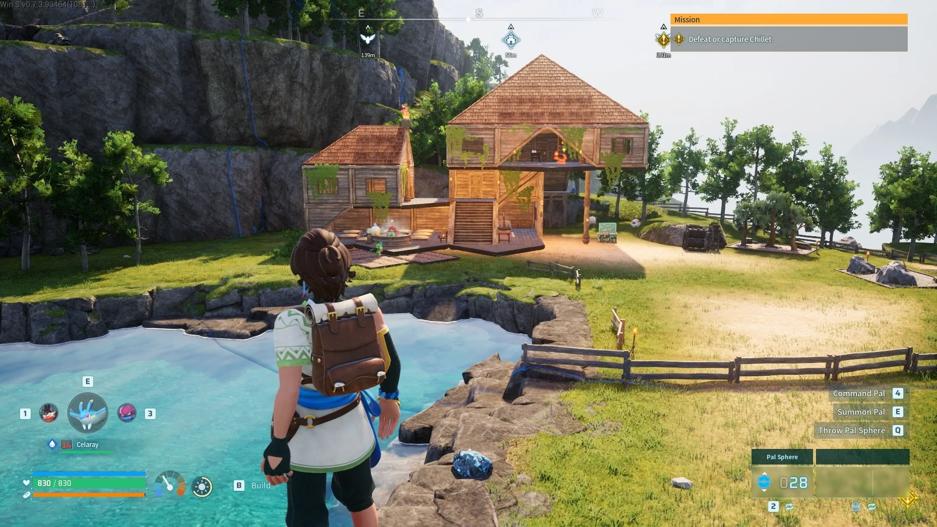 Palworld building base with Pals
