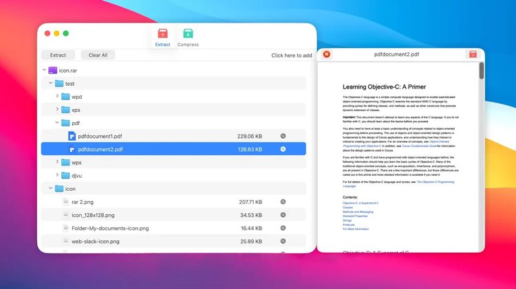 RAR Extractor Mac user interface
