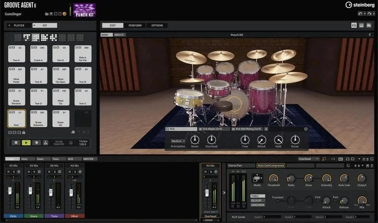 Steinberg Groove Agent 6 drum kit user interface